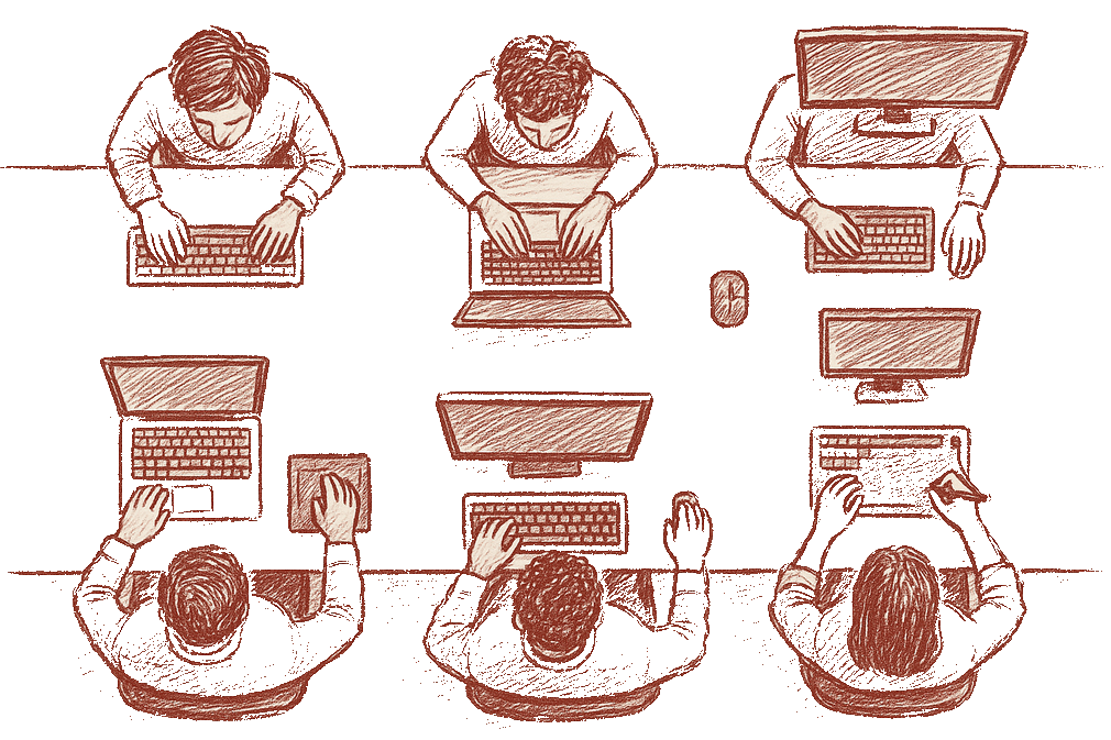 Illustration of the Moxin LLM team working at their desks